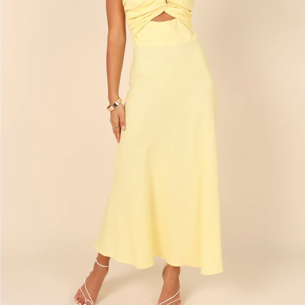 Petal & Pup Yellow Strapless Maxi Dress A-Line Cut Out
